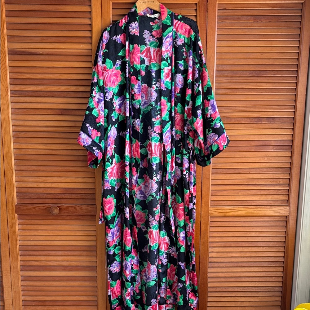 Christian Dior Lounge Wear Floral Tie Waist Robe Size L - Picture 2 of 12